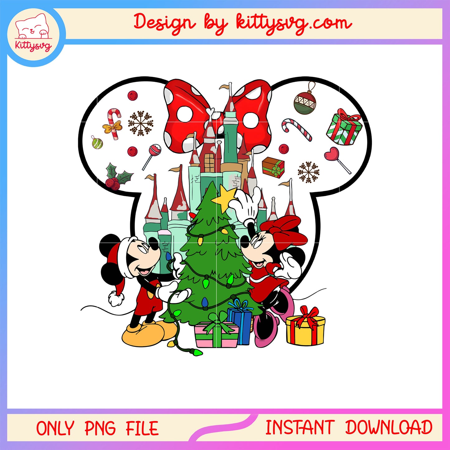Christmas disney minnie tree design png, minnie disney png