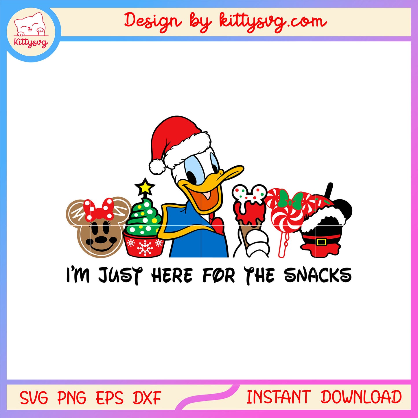 Christmas donald i'm just here for the snacks svg, disney donald svg