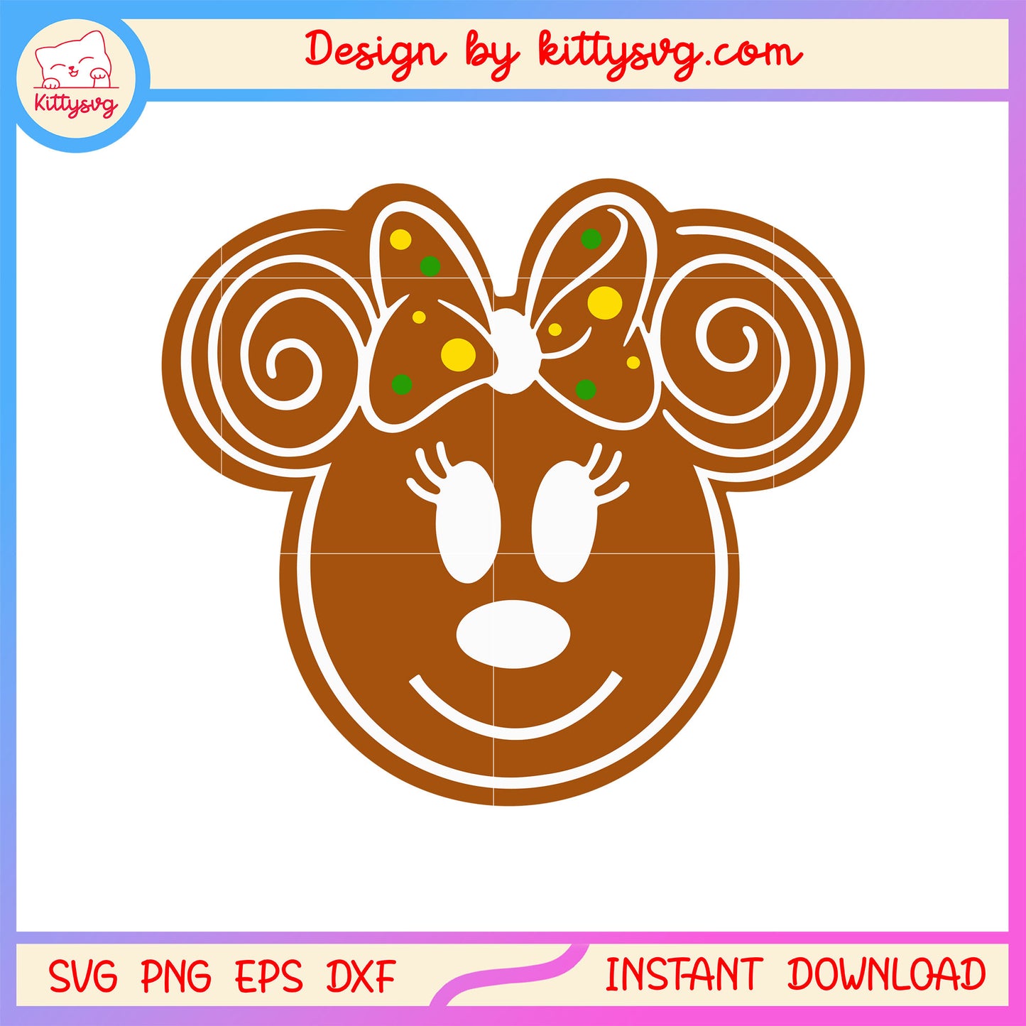 Christmas gingerbread disney minnie face svg, christmas pic svg
