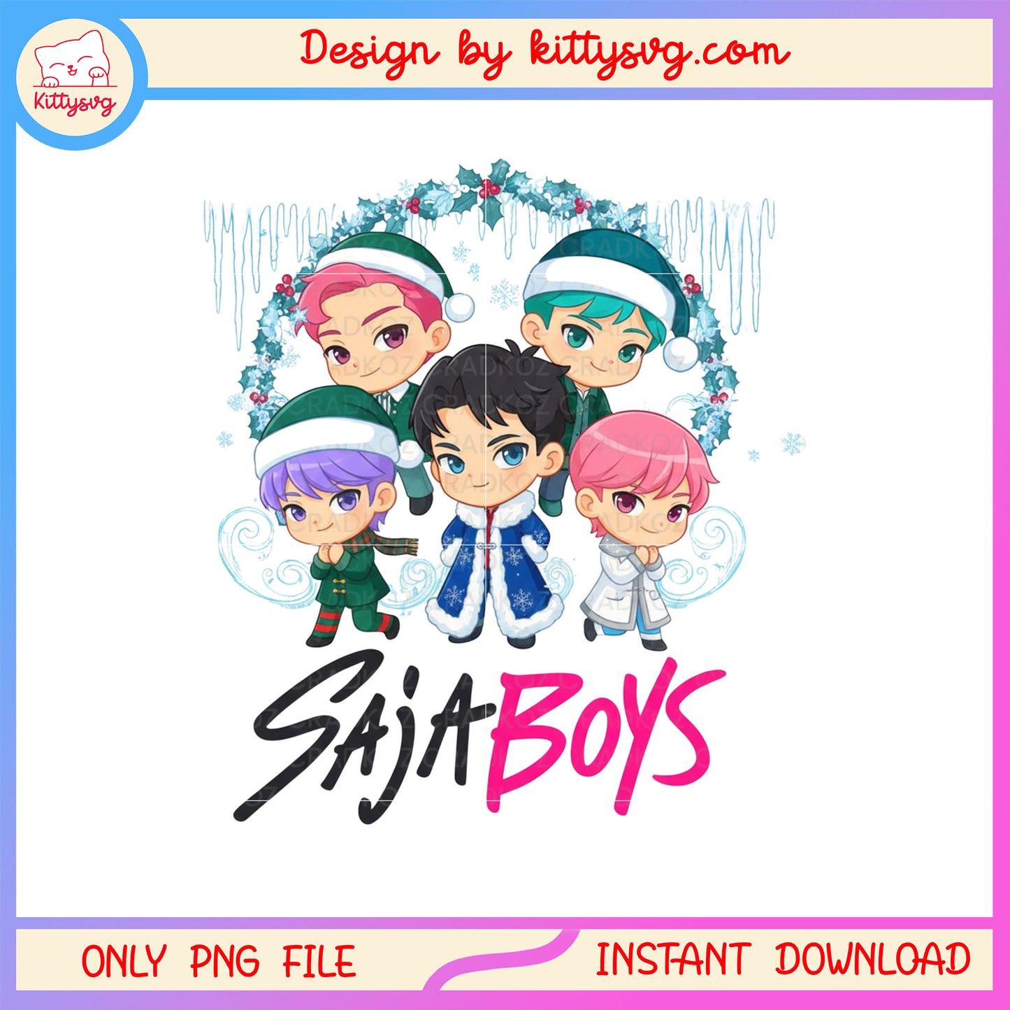 Christmas holidays kpop saja boys chibi png, saja boys png