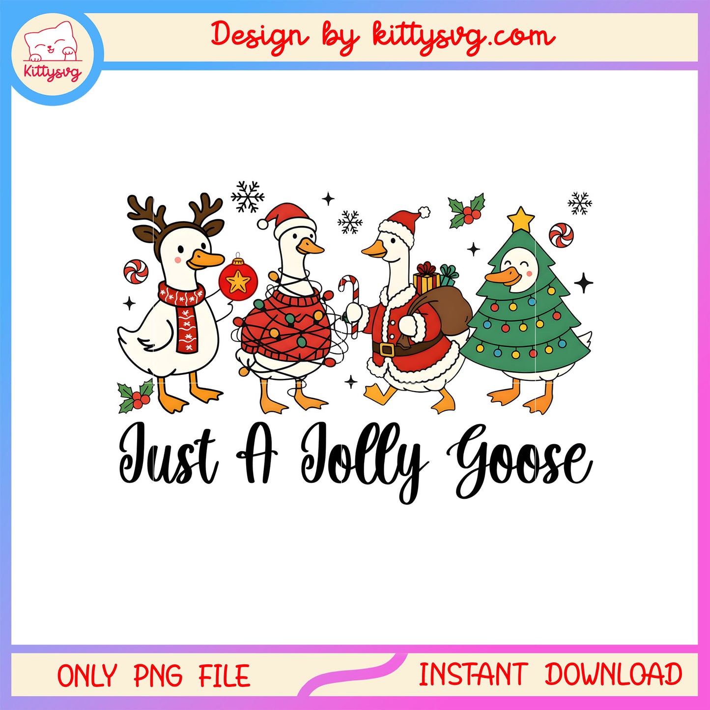 Christmas just a jolly goose quote design png, christmas clip art png