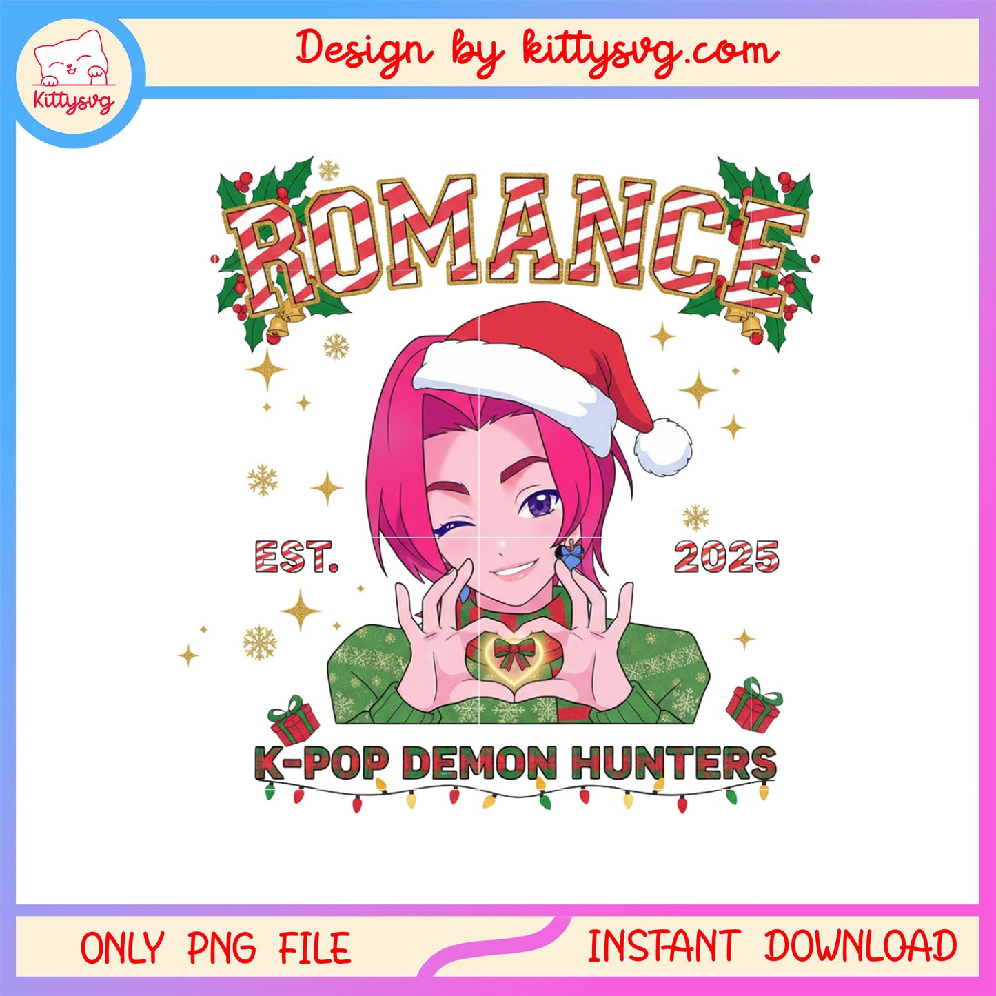 Christmas romance kpop demon hunters est 2025 png, christmas day 2025 png