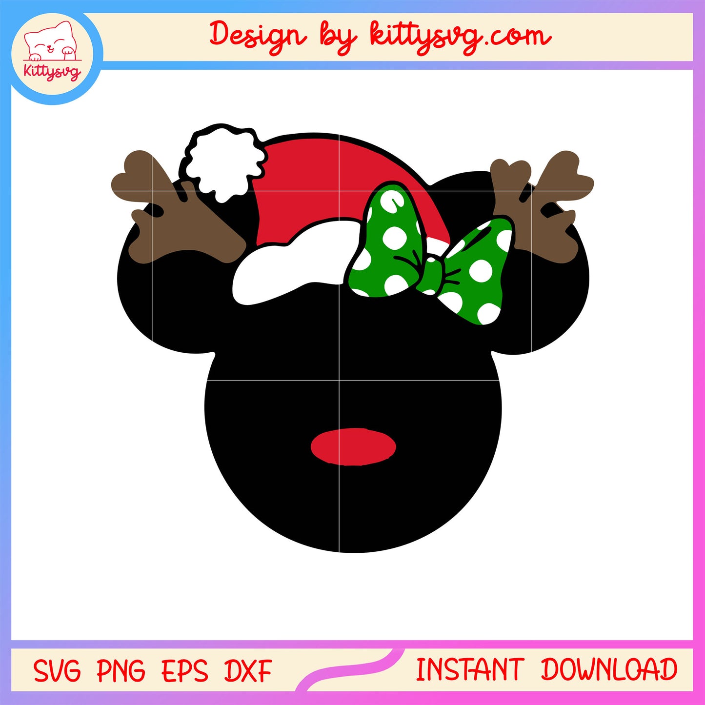 Christmas santa hat antlers disney minnie svg, merry x mas wish svg