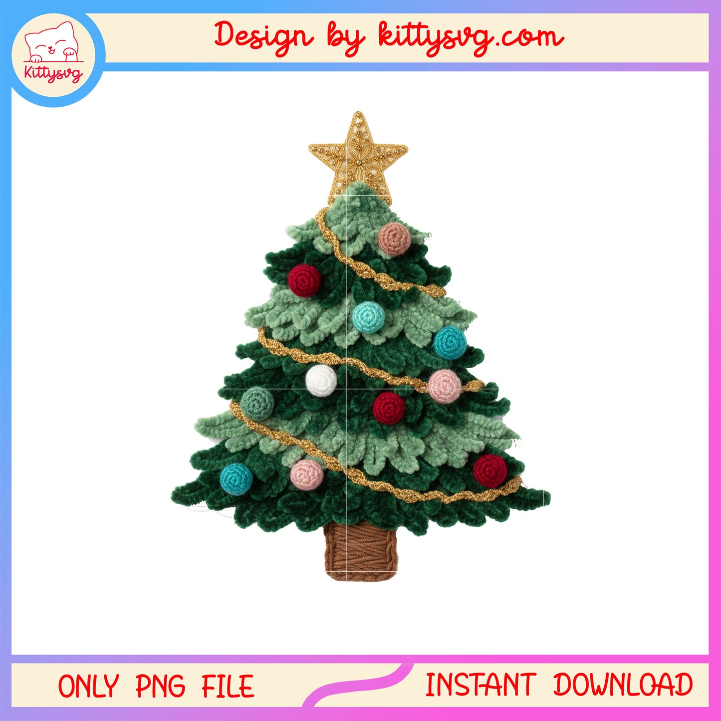Christmas star tree lights crochet png, christmas clip art png