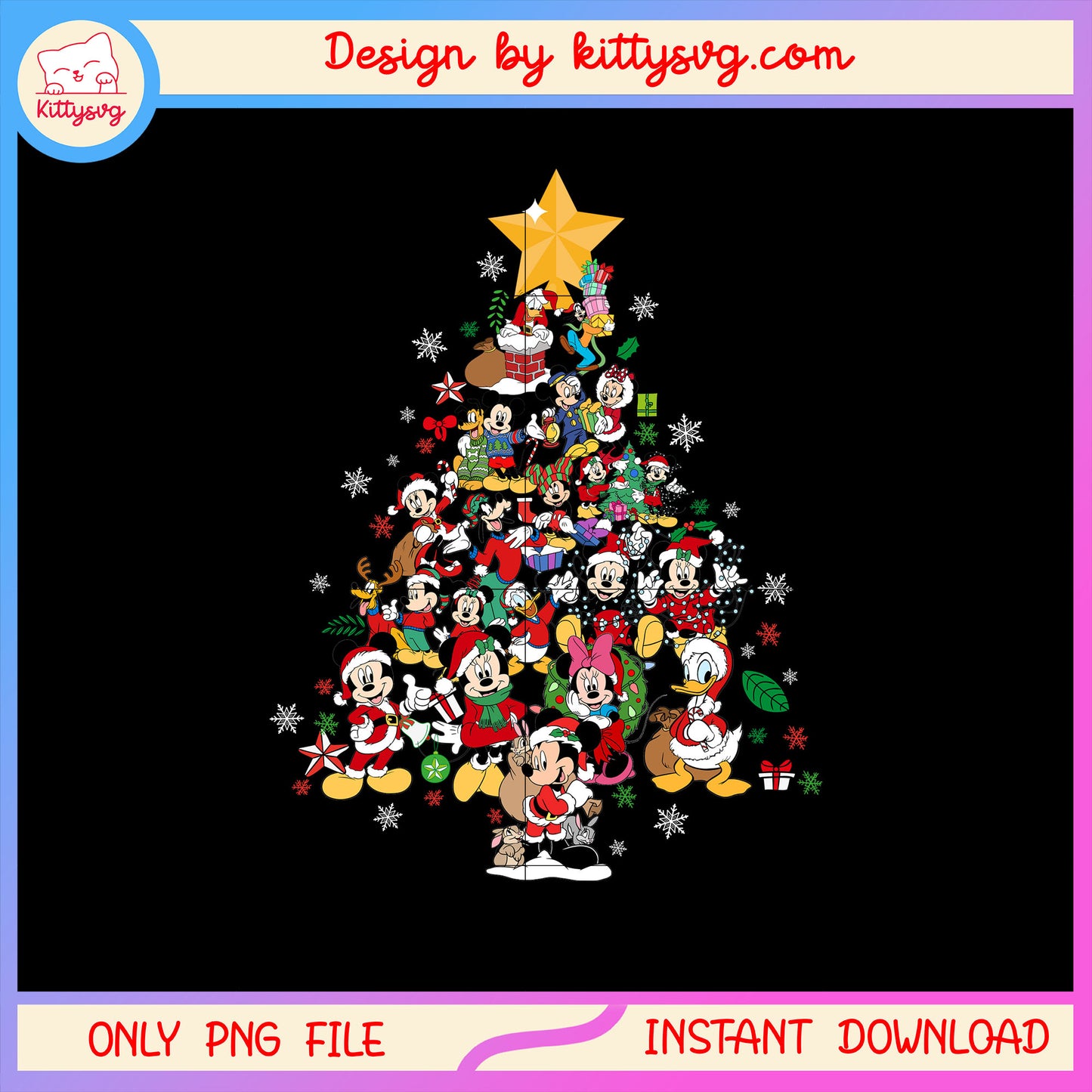 Christmas star tree mickey friends png, disney mickey character png