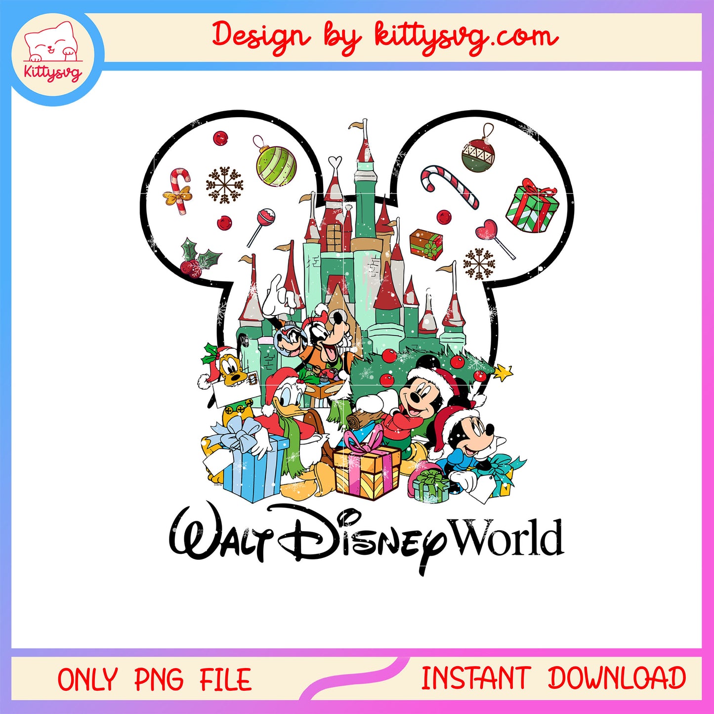 Christmas walt disney world mickey ear png, mickey disney png