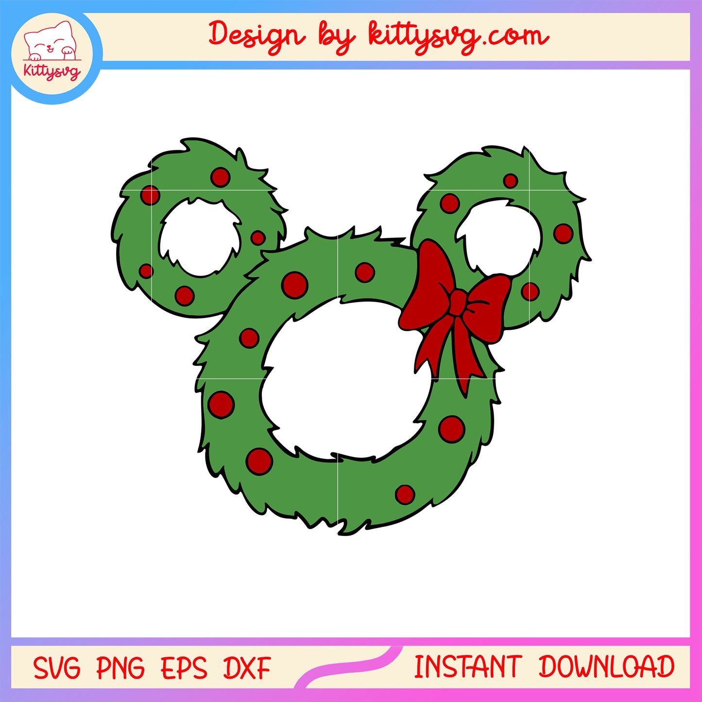 Christmas wreath disney minnie ear svg, xmas or x'mas svg