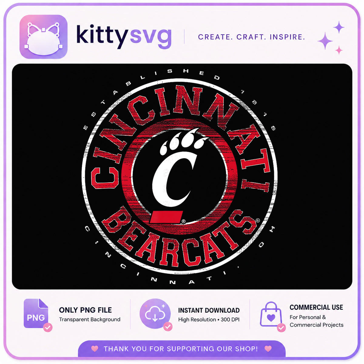 Cincinnati Bearcats PNG, UC Bearcats Logo, College Football PNG