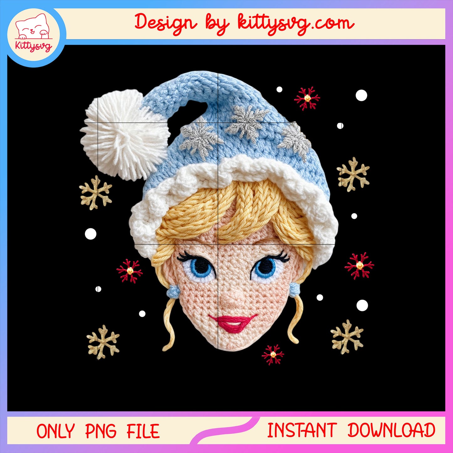 Cinderella face christmas patchwork png, disney cinderella png