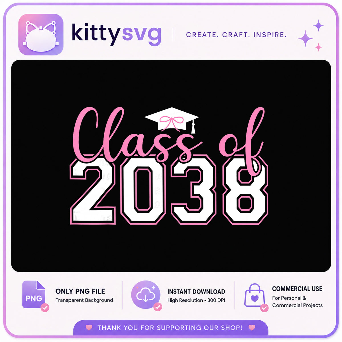 Class Of 2038 PNG, Graduation Cap Senior 2038, Graduate PNG
