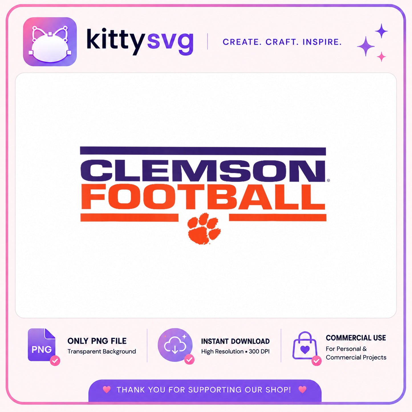 Clemson Football PNG, Tigers Paw Print PNG, College Football PNG