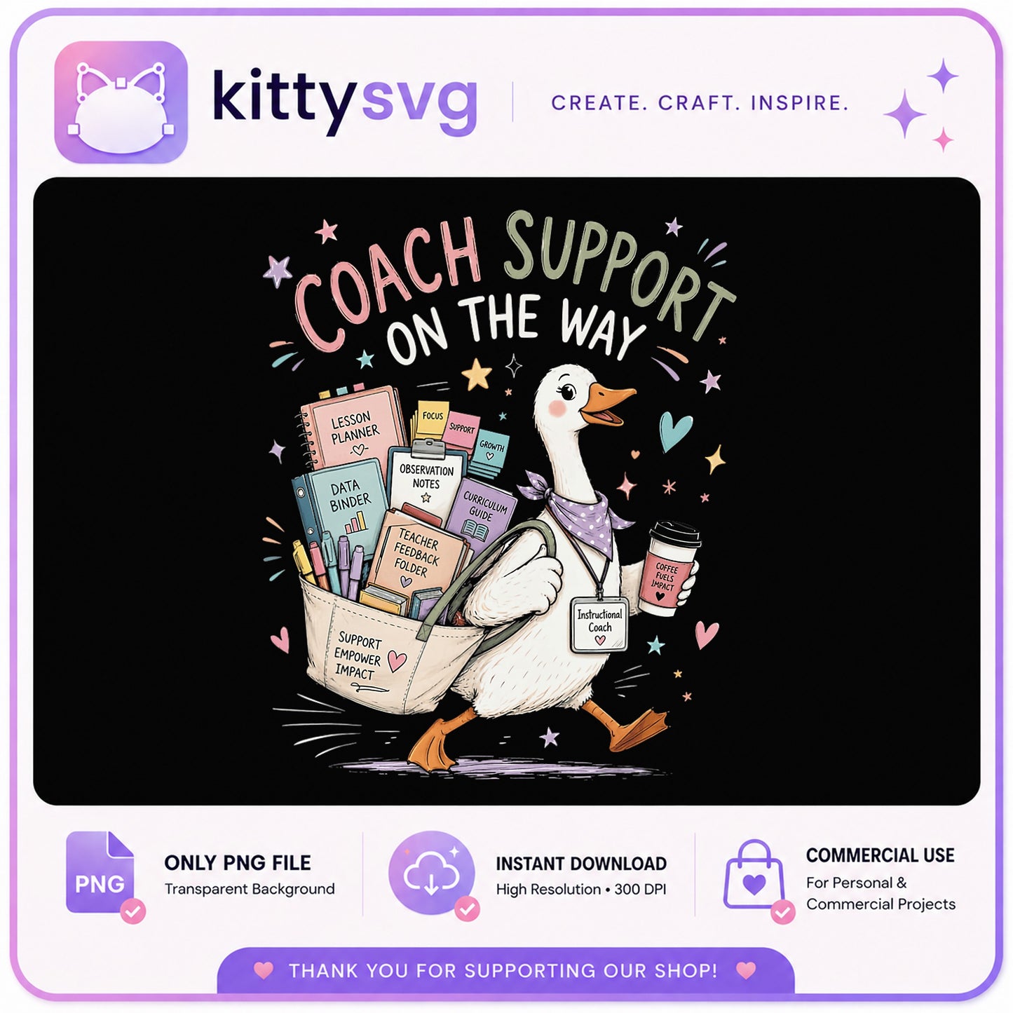 Coach Support On The Way PNG, Instructional Coach Duck PNG, Teacher PNG