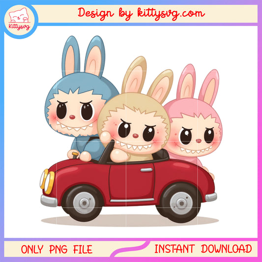 Colorful labubu doll design png, labubu dolls png, car png