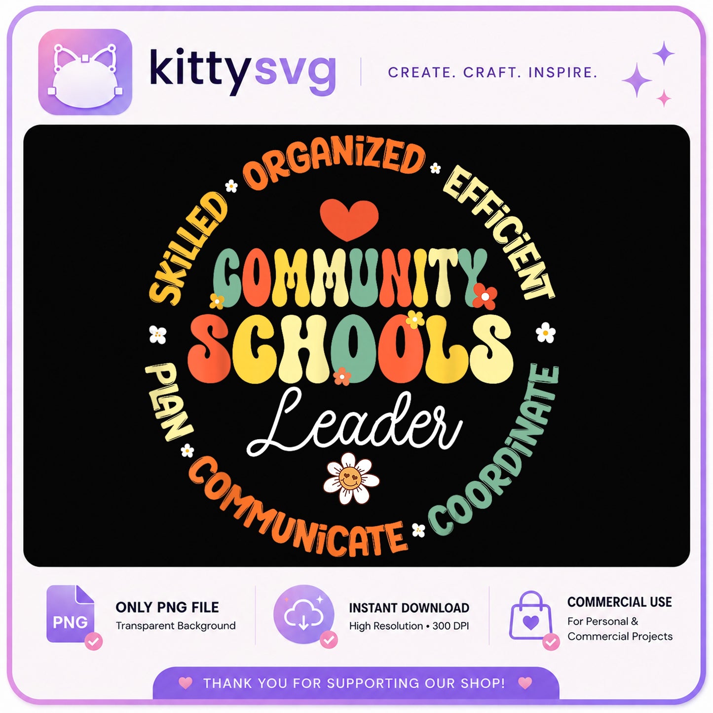 Community Schools Leader PNG, School Coordinator Gift, Retro PNG