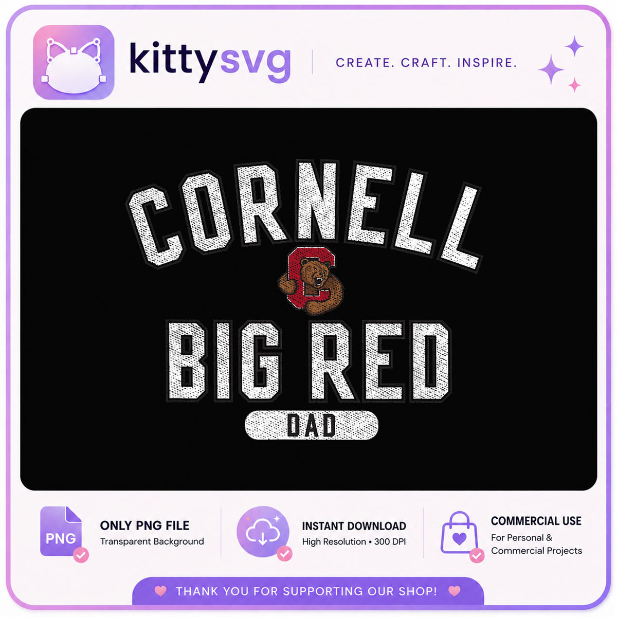 Cornell Big Red Dad PNG, College Dad Shirt, Game Day PNG
