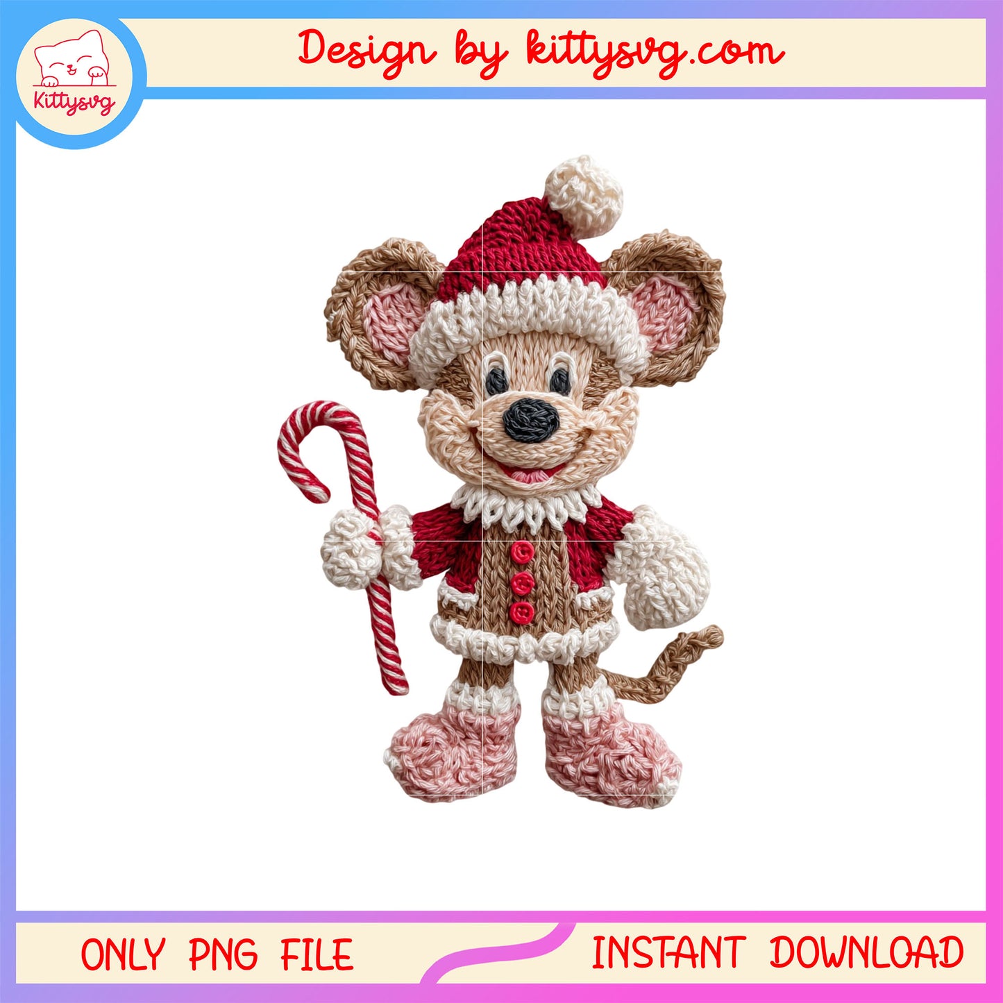 Cozy mickey candy cane christmas patchwork png, mickey christmas png