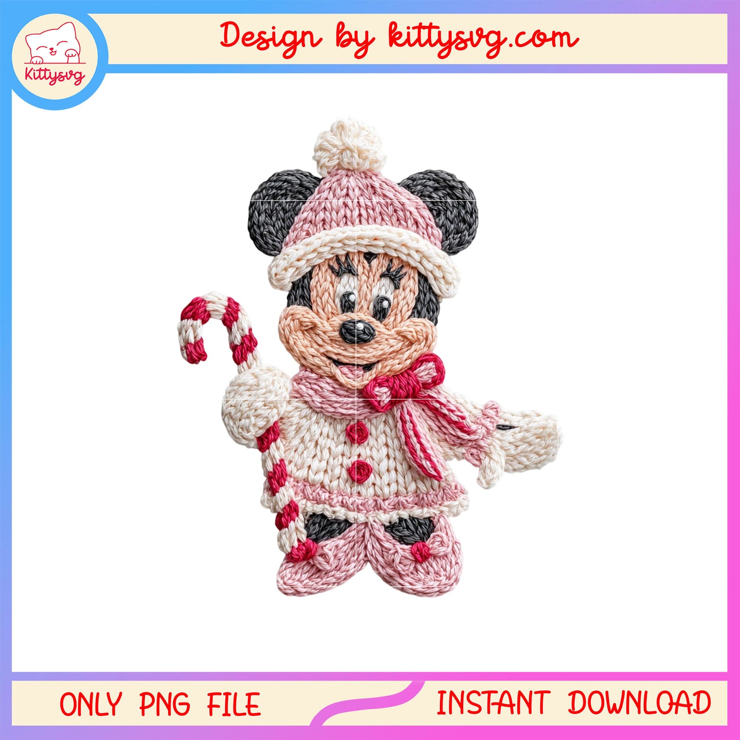 Cozy minnie candy cane christmas patchwork png, minnie christmas png