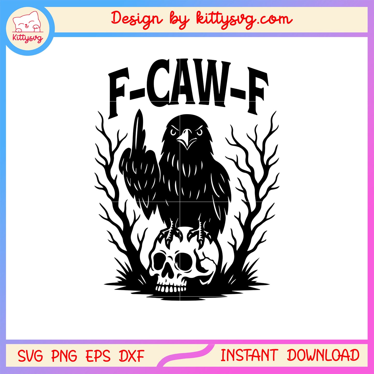 Crow and skull f-caw-f sound design svg, crow svg