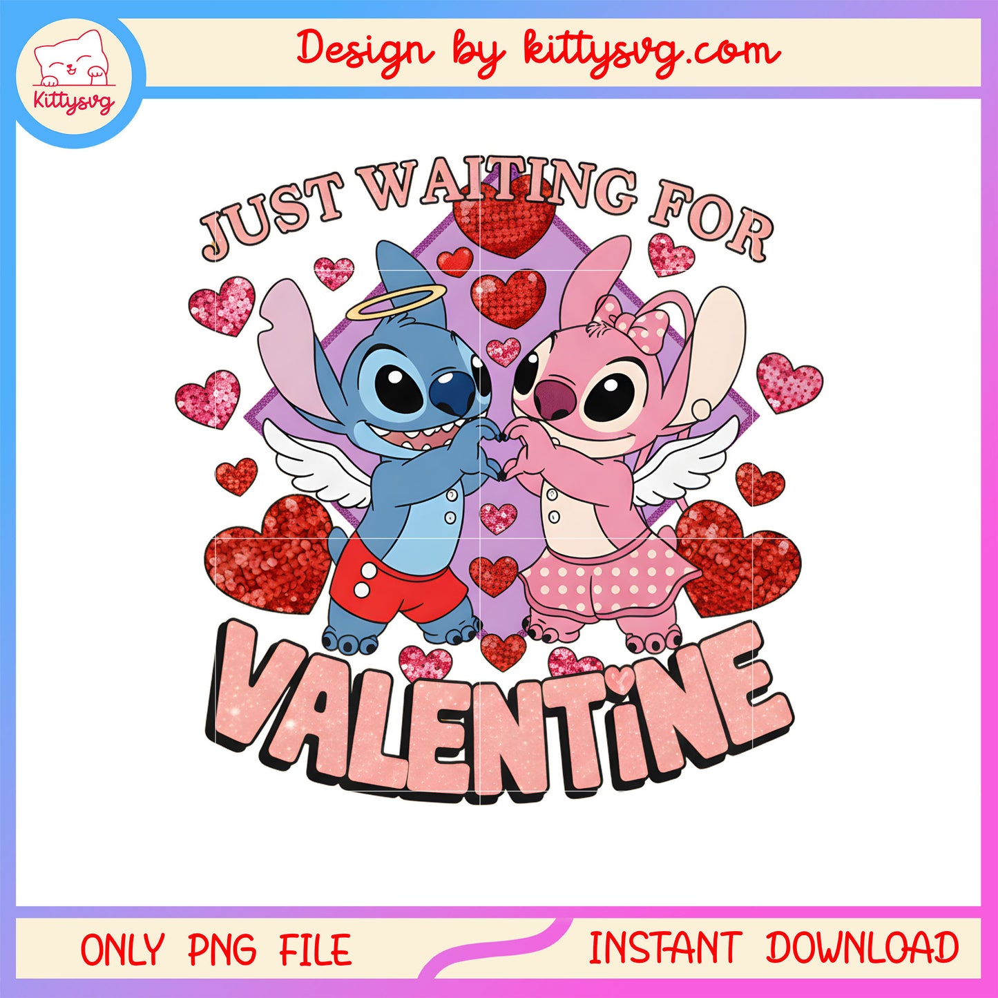 Cupid custom couple valentine png, stitch valentines day png