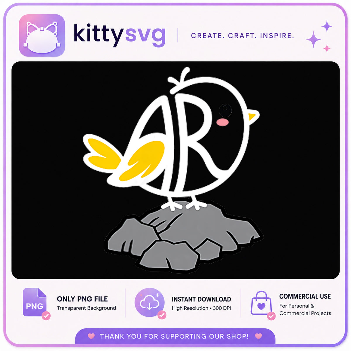 Cute Bird Monogram Letter AR PNG, Bird Clipart, Chick PNG