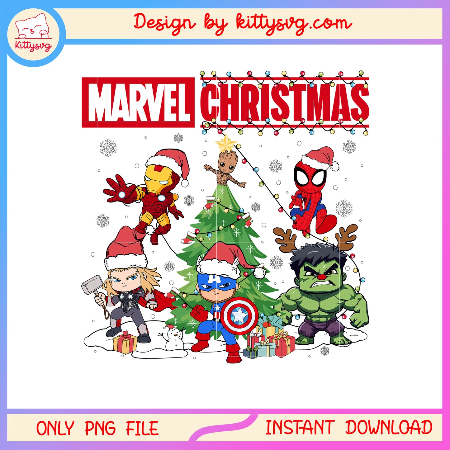 Cute marvel christmas tree design png, christmas marvel png