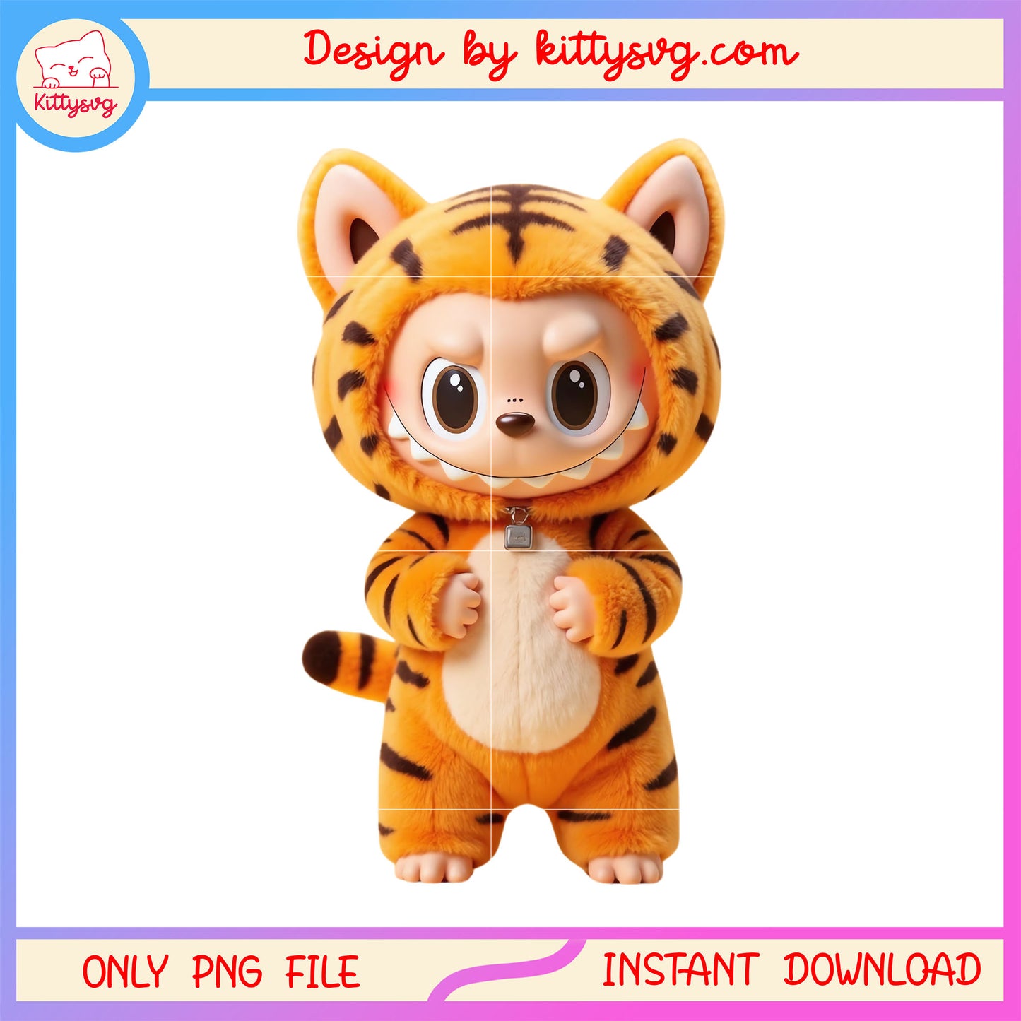 Cute tiger labubu costume design png, labubu cartoon png, labubu clothing png