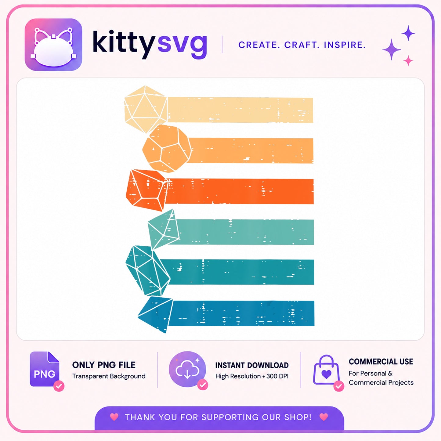 DND Dice Bundle PNG, Dungeons And Dragons PNG, Retro Vintage PNG