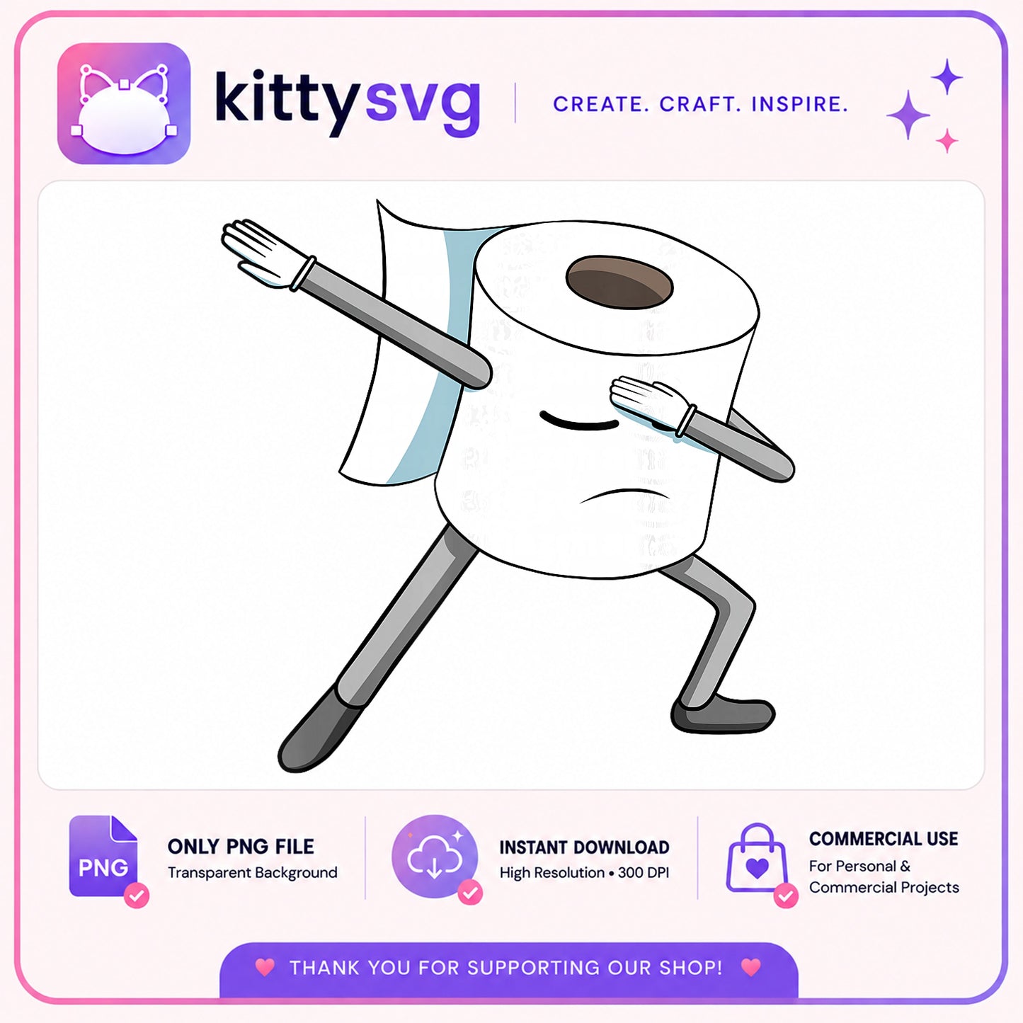 Dabbing Toilet Paper PNG, Funny Bathroom Clipart, Cute Dab PNG