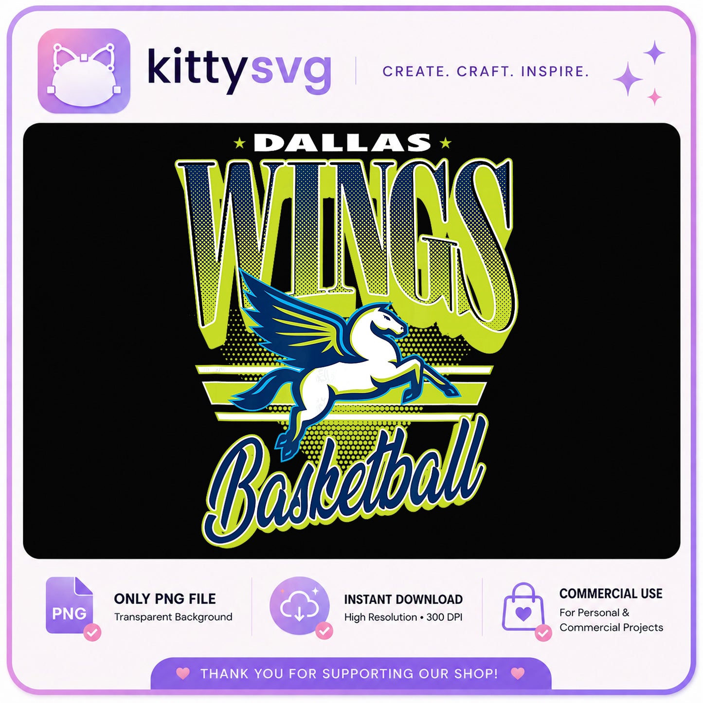Dallas Wings Basketball PNG, WNBA Team PNG, Basketball Fan PNG
