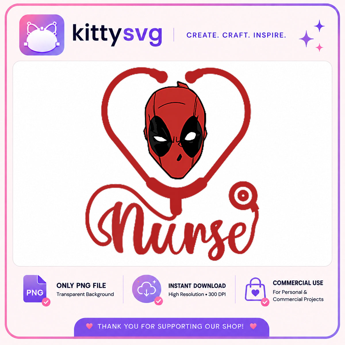 Deadpool Nurse PNG, Superhero Nurse Stethoscope PNG, Marvel PNG