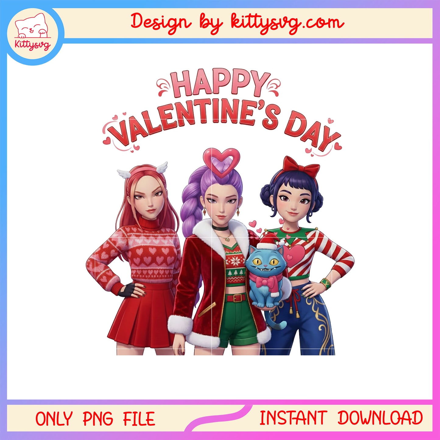 Derpy and kpop demon hunter valentine png, kpop demon hunters png