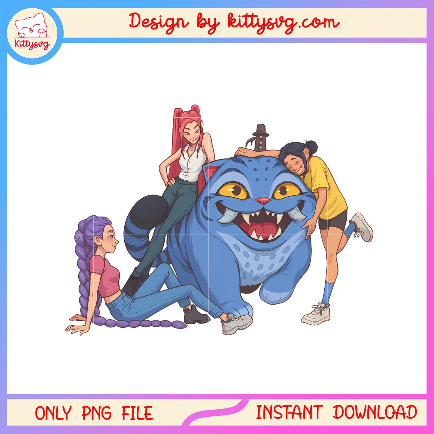 Derpy demon with girl characters png, demon hunters movie png
