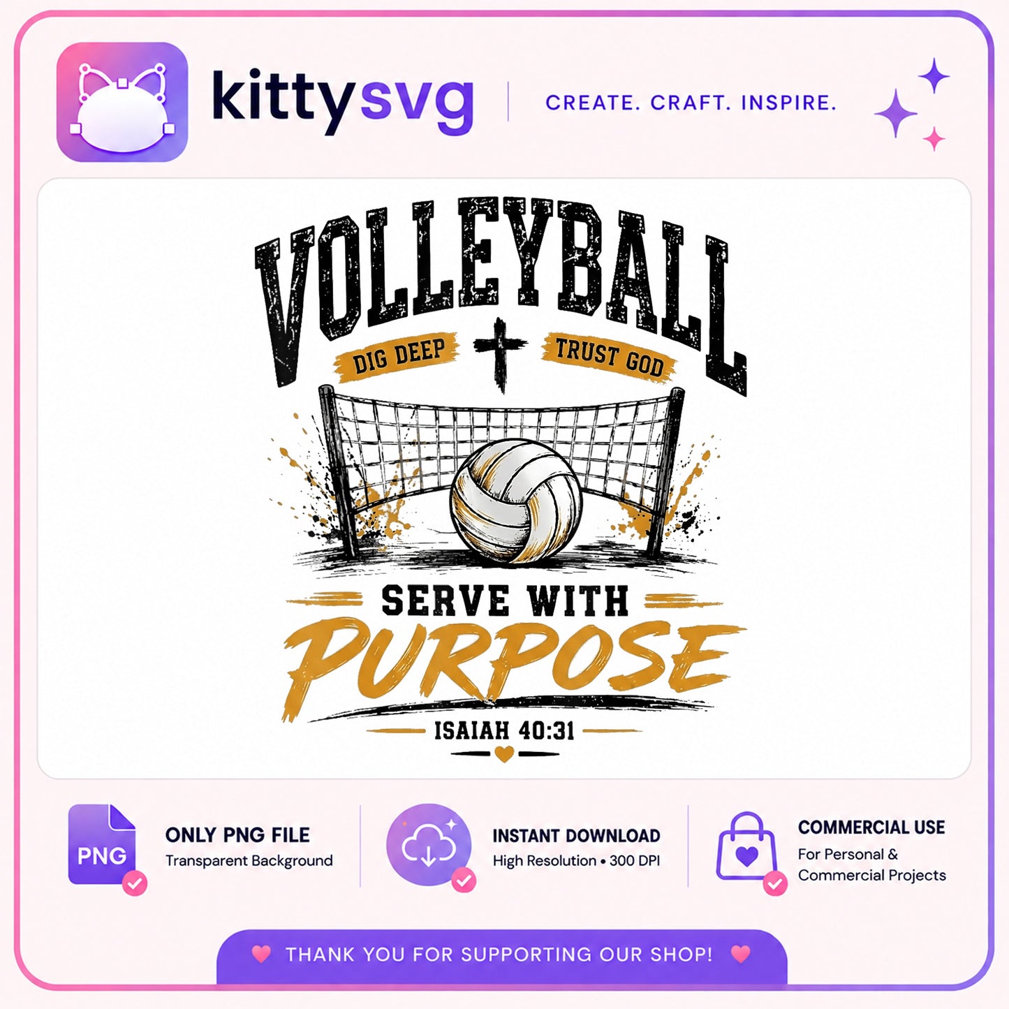 Dig Deep Trust God Volleyball PNG, Christian Shirt, Sports PNG