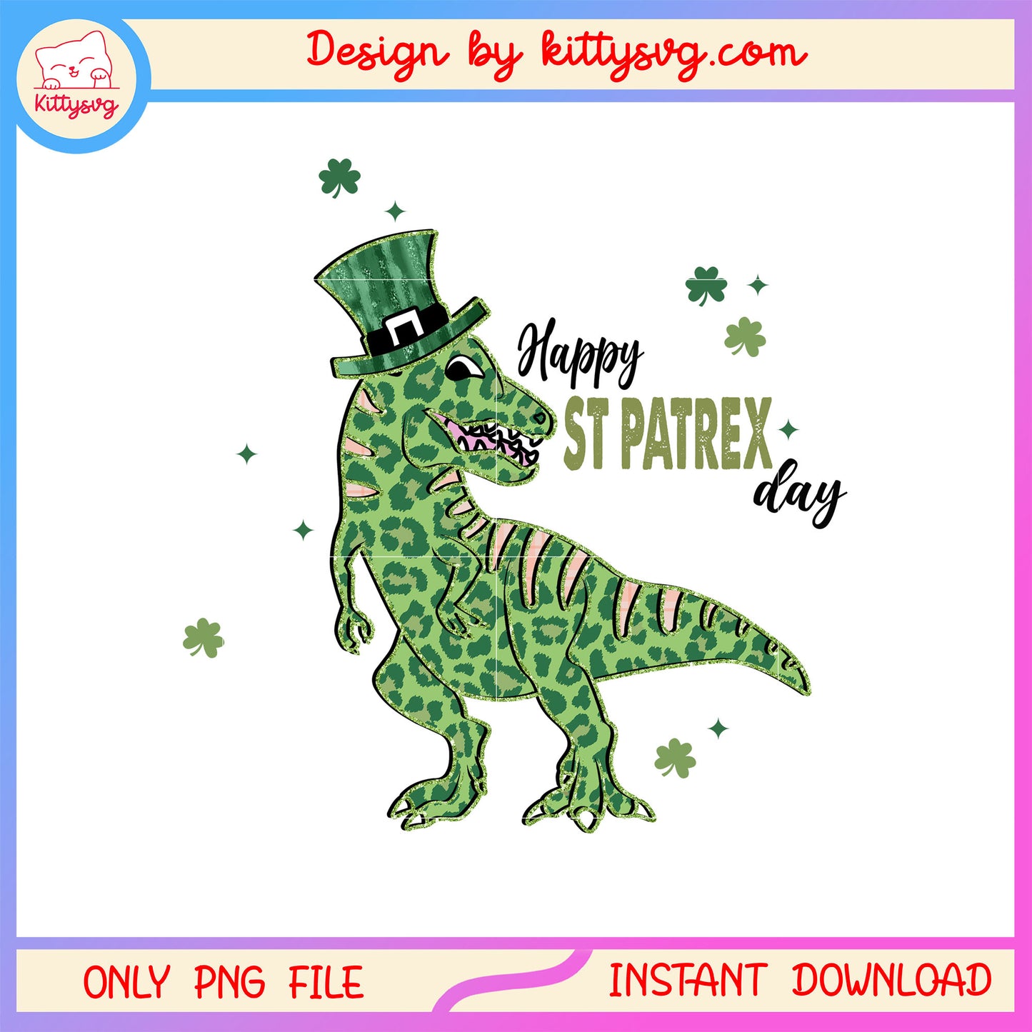 Dino green customer patrick png, st patrick's day green png