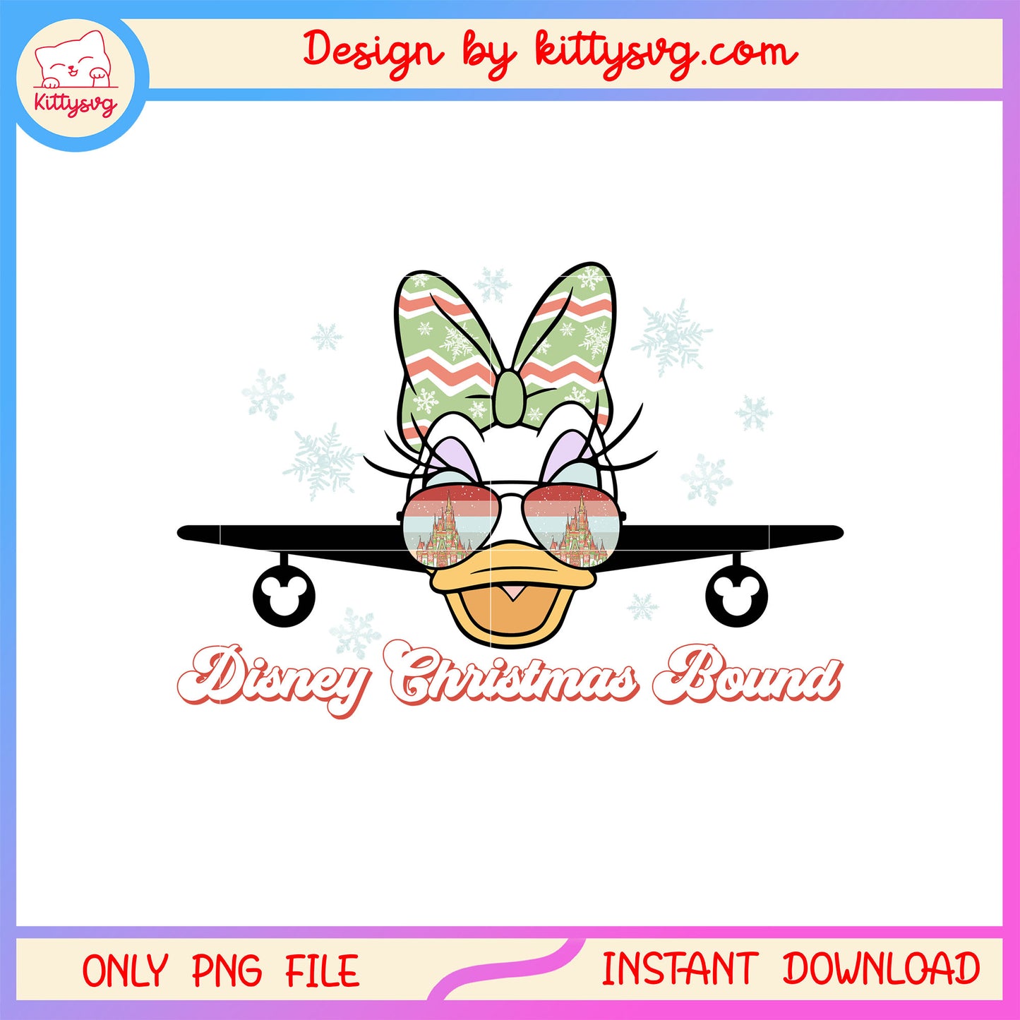 Disney christmas bound daisy glasses png, daisy duck christmas png
