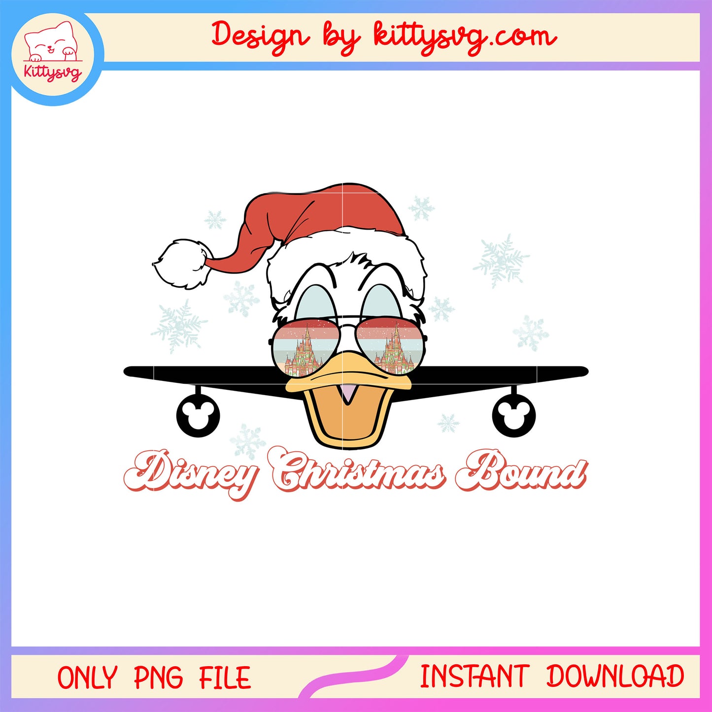 Disney christmas bound donald glasses png, donald duck christmas png