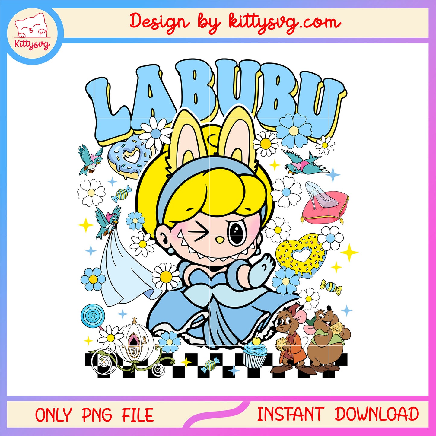 Disney cinderella princess labubu costume design png, cinderella disney png