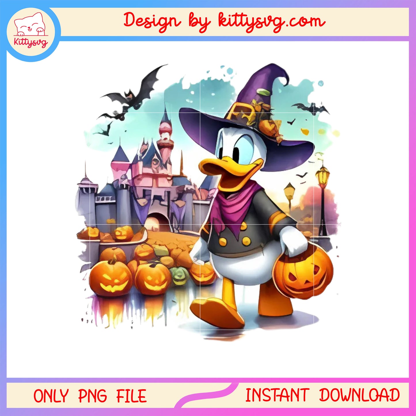 Disney daisy duck halloween castle png, trick or treat png