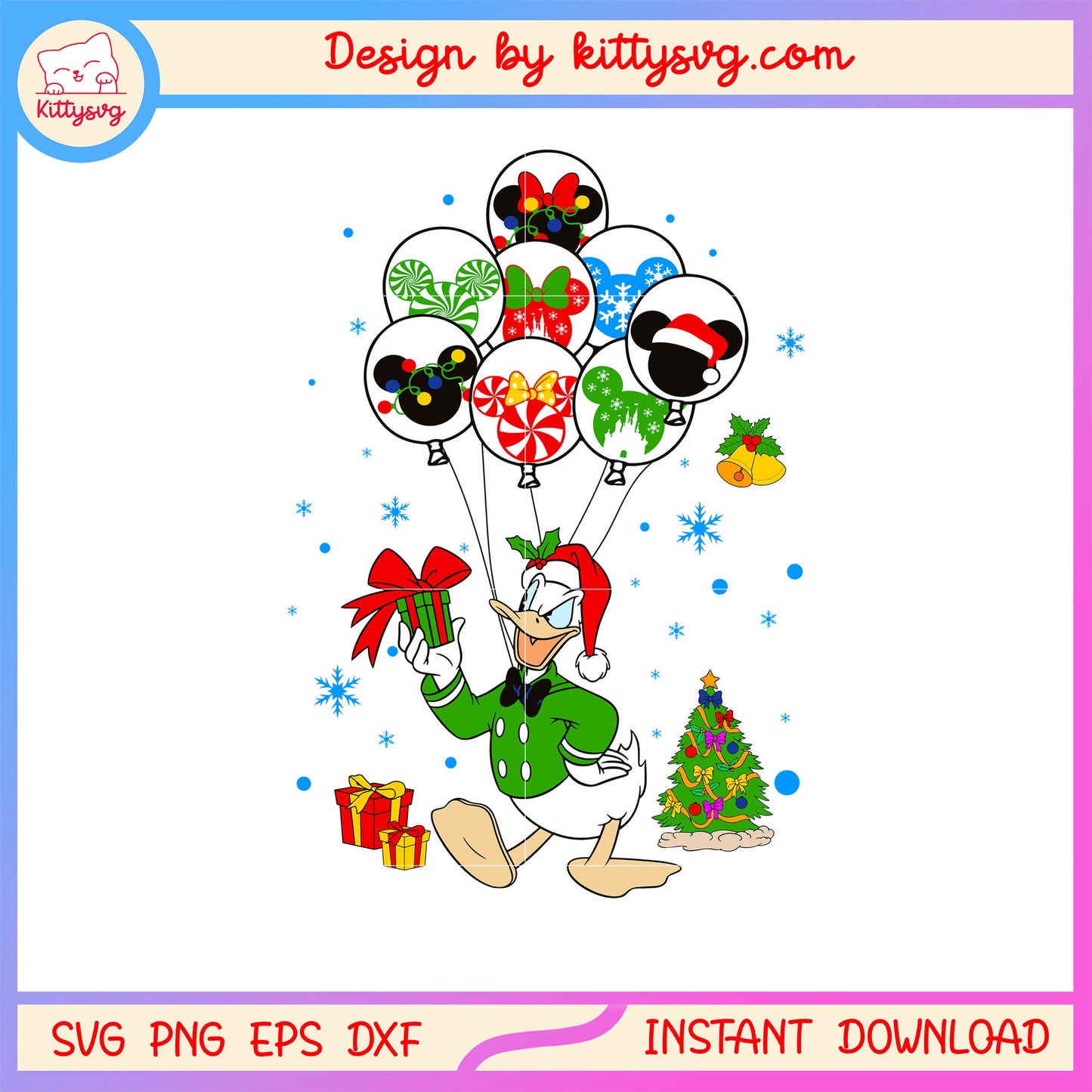 Disney donald balloons merry christmas svg, disney donald cartoon svg