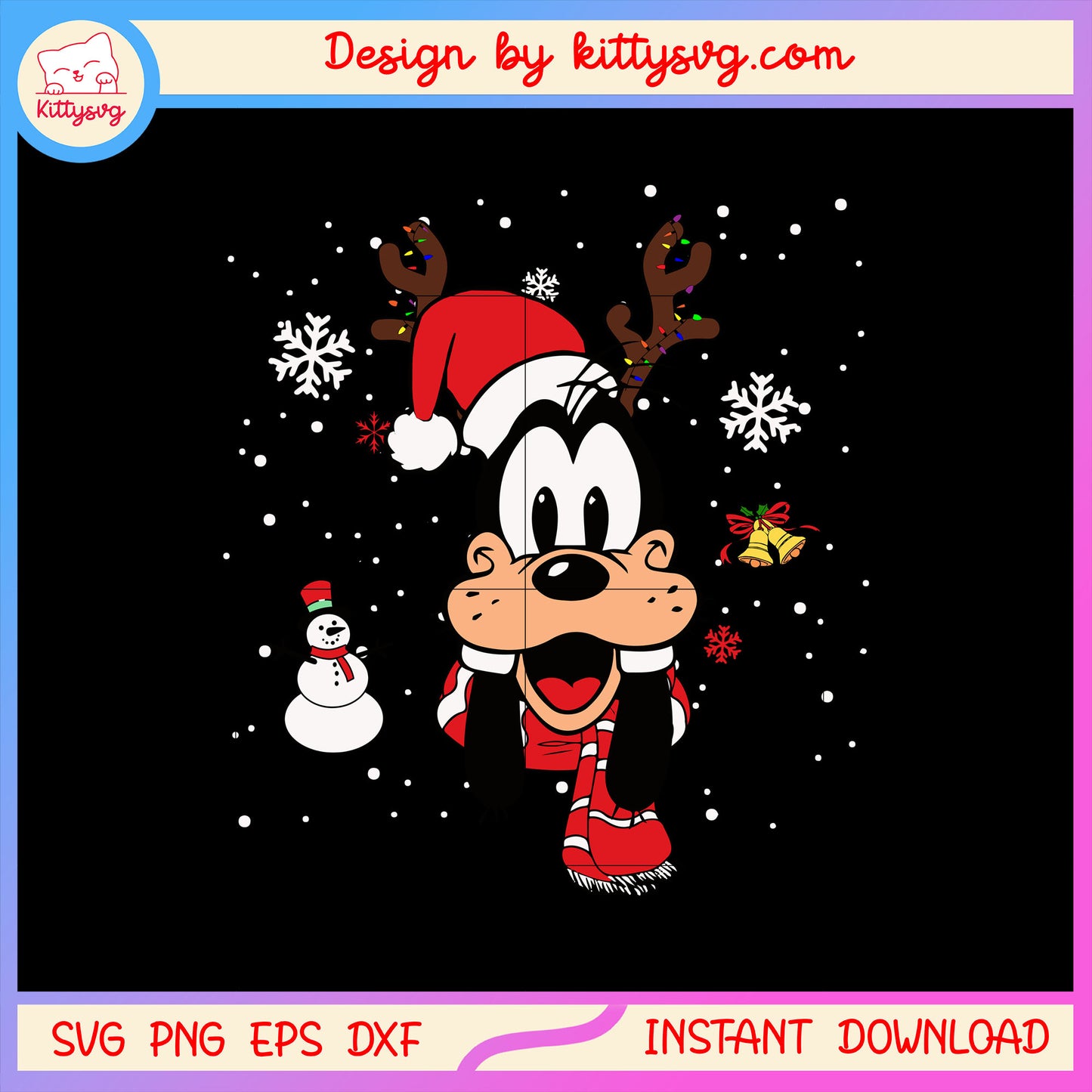 Disney goofy head cozy christmas bell svg, merry x-mas svg