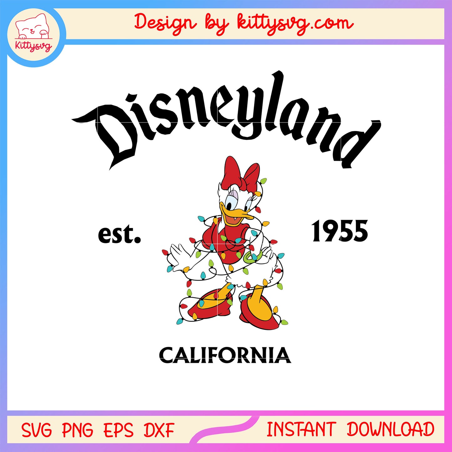 Disneyland california est 1955 daisy christmas svg, daisy duck svg