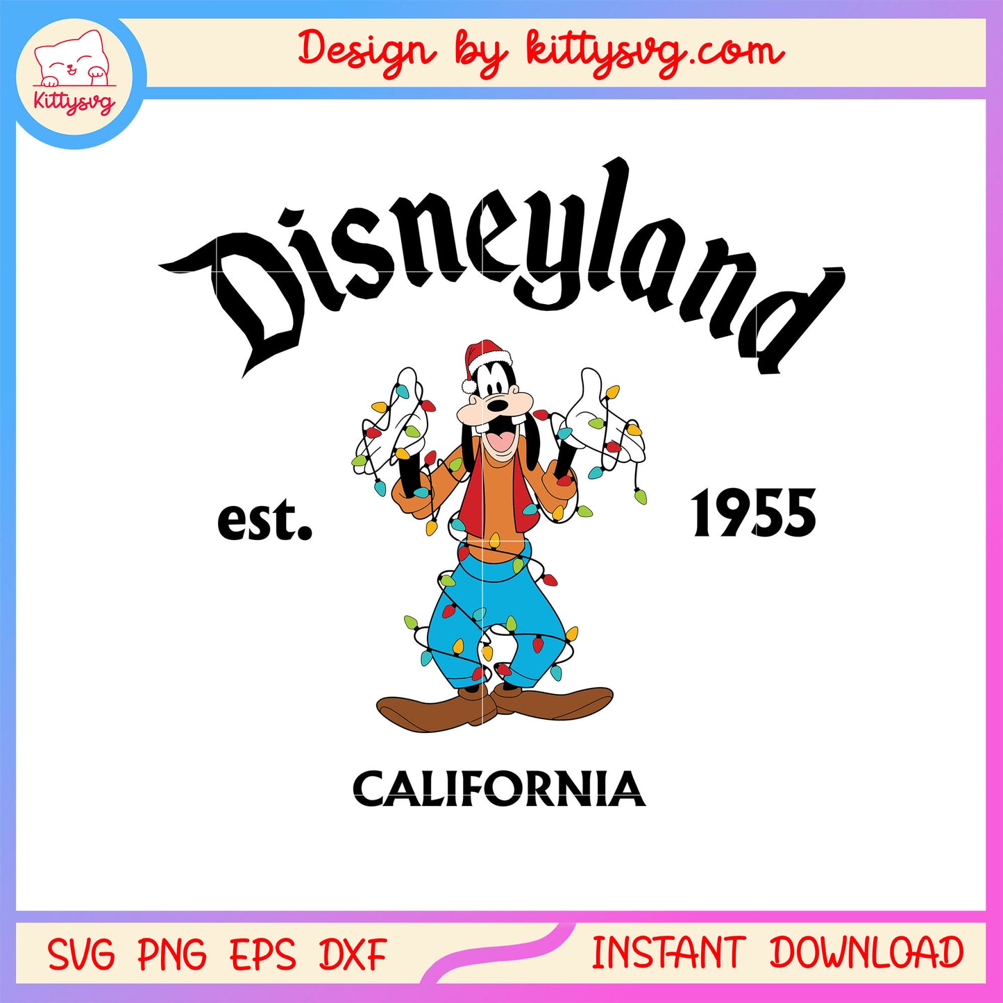 Disneyland california est 1955 goofy christmas svg, goofy svg