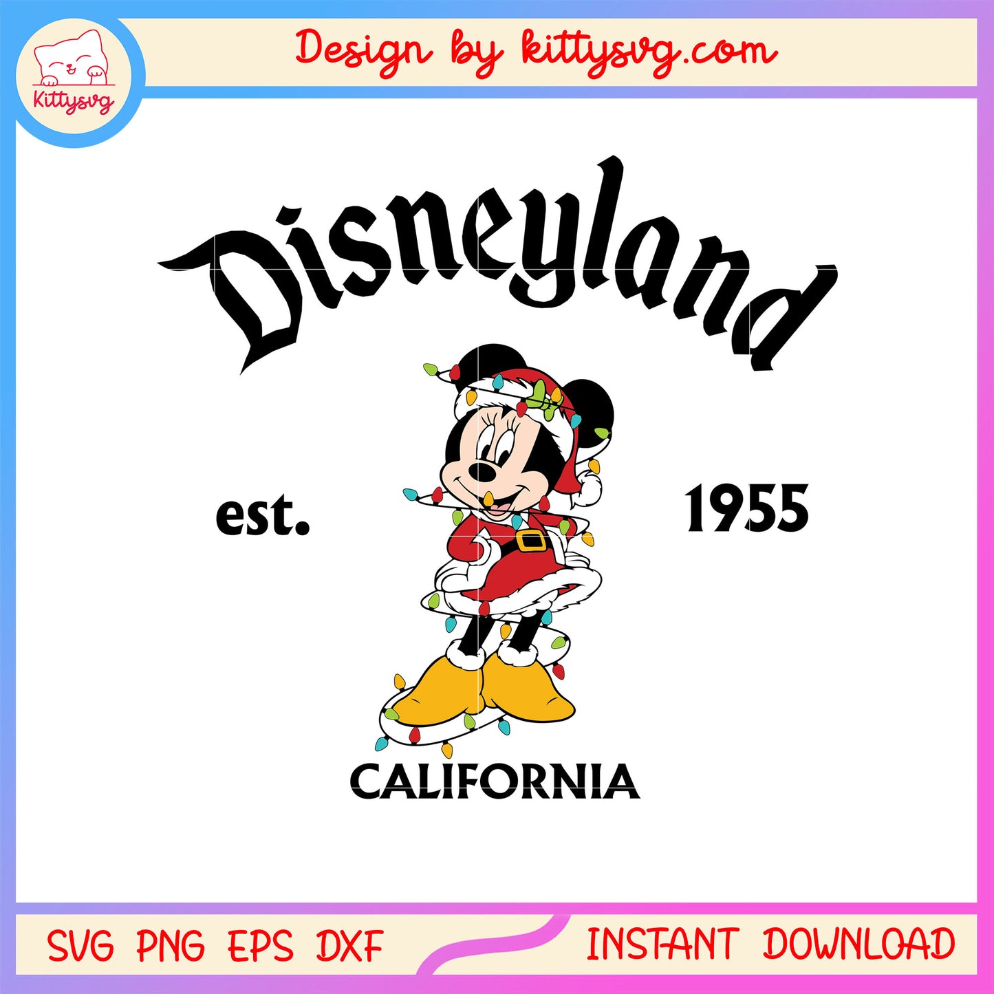 Disneyland california est 1955 minnie christmas svg, minnie svg