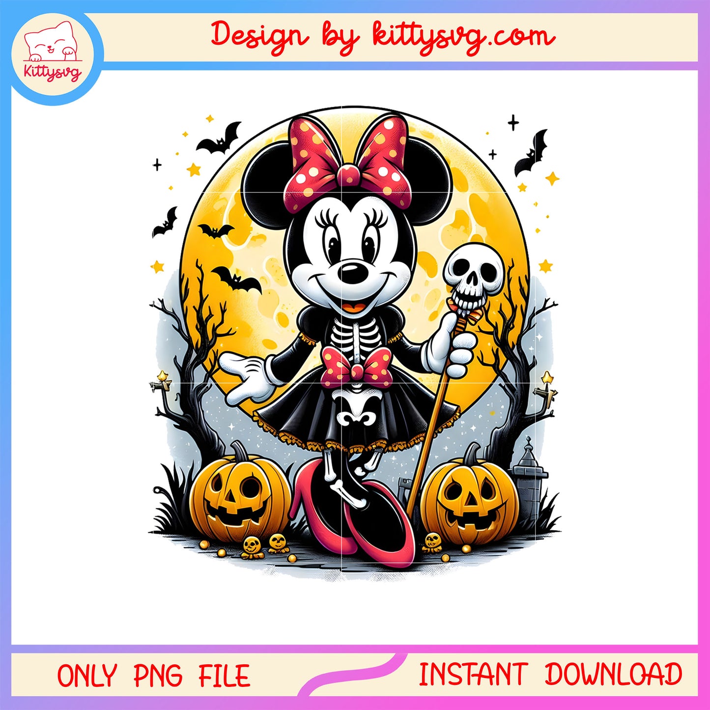 Disney minnie halloween skeleton costume png, halloween moon png