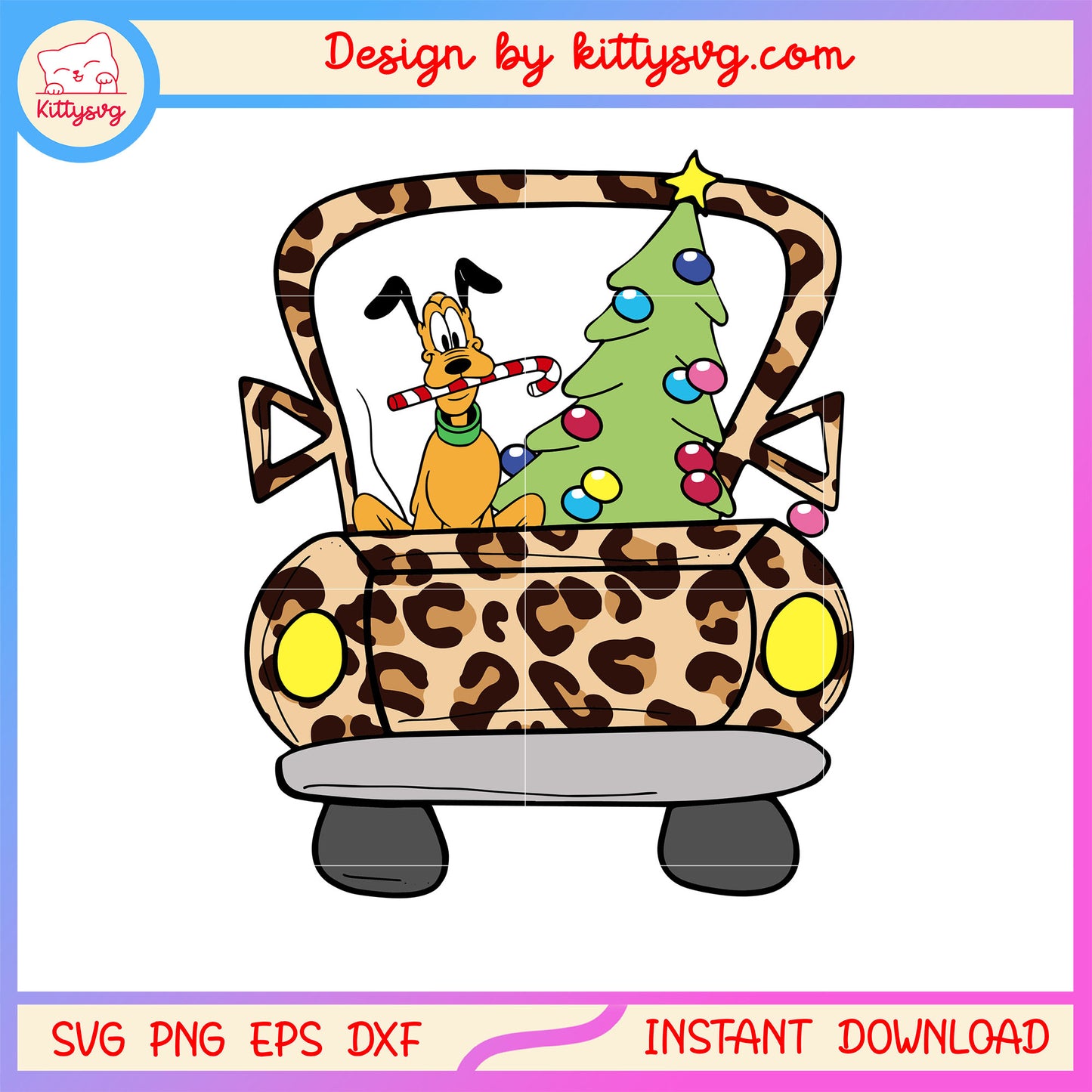 Disney pluto with christmas tree in car svg, christmas tree svg