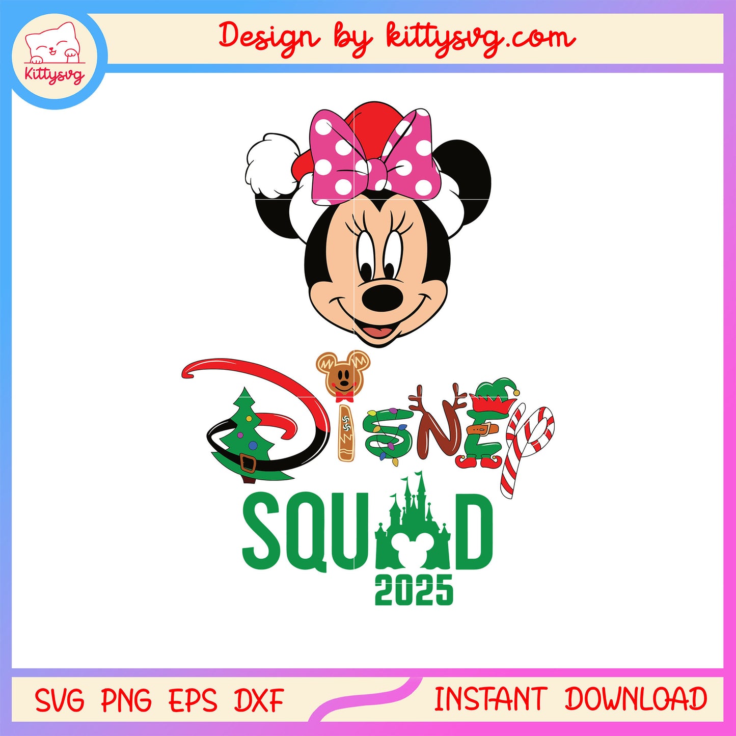 Disney squad 2025 minnie mouse head svg, merry christmas 2025 svg