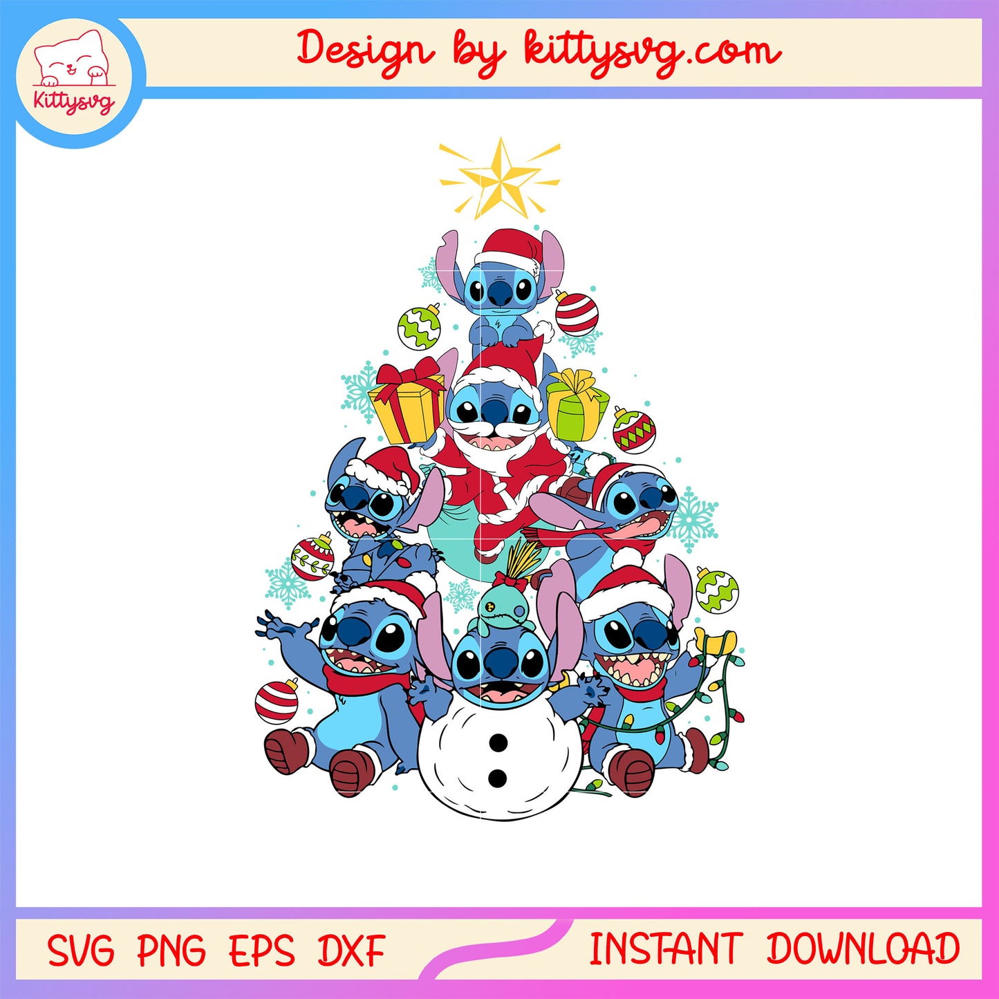 Disney stitch lilo cartoon christmas decor svg, stitch christmas svg
