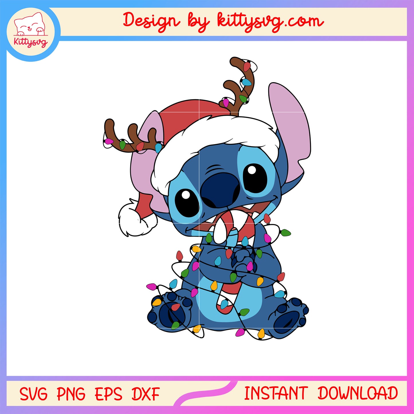 Disney stitch santa hat with lights art svg, disney stitch movie svg