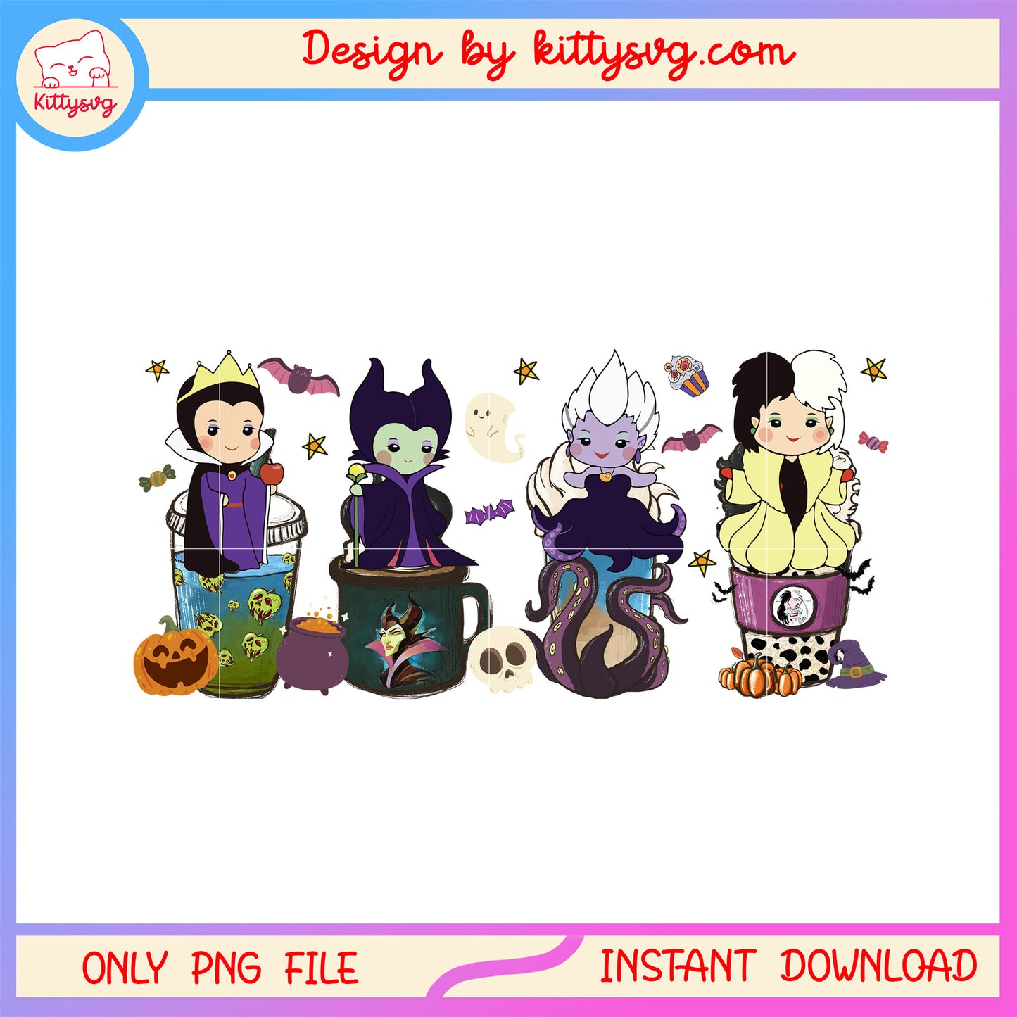 Disney villains halloween png, Disney horror villains png