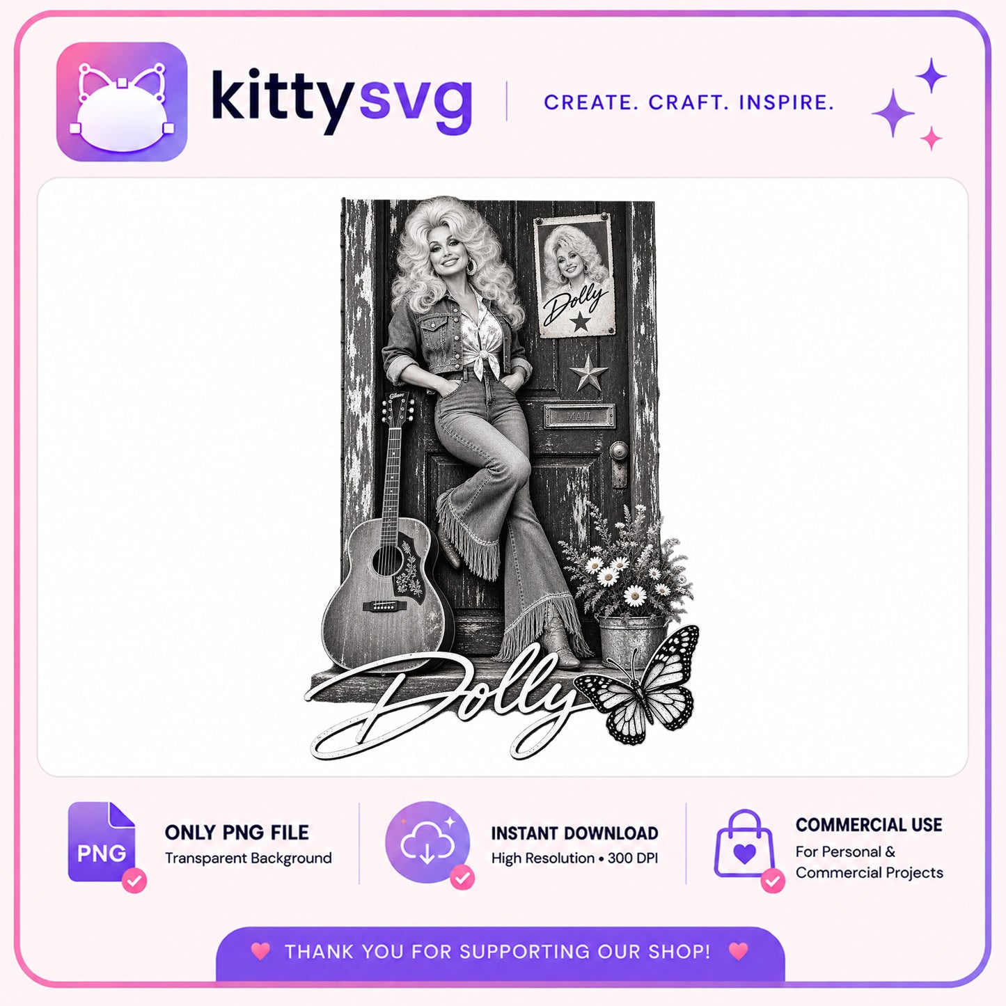 Dolly Parton PNG, Country Music Grayscale PNG, Western PNG